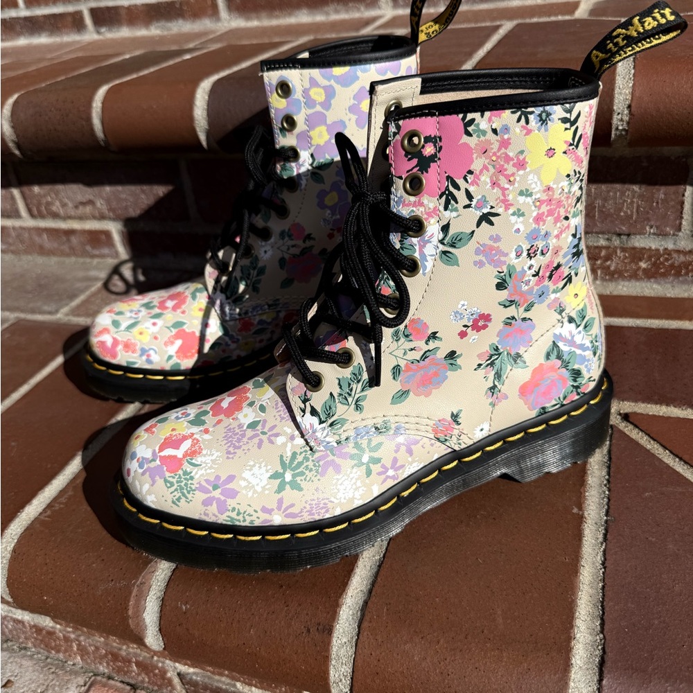 Dr. Martens Multicolor Floral Combat Boots - Picture 9 of 11